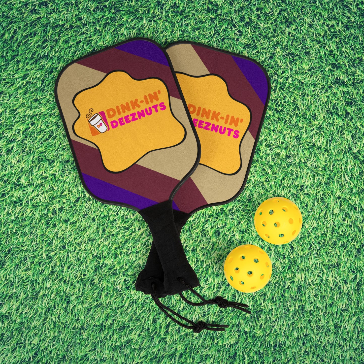 Dinkin' Deeznuts Pickleball Set - Fun Paddle & Ball Kit for Sports Lovers