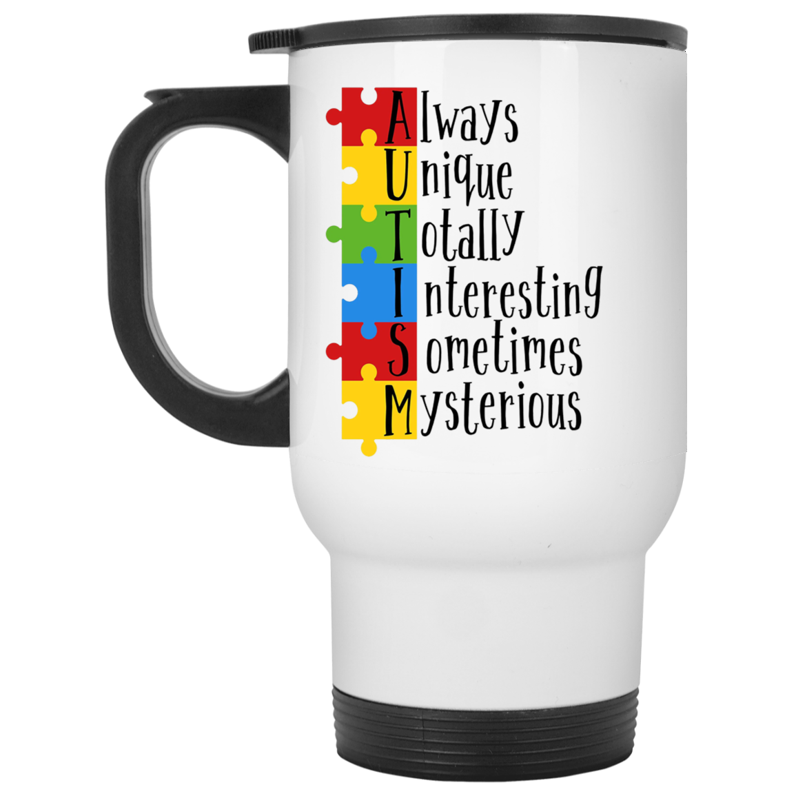 Autism is Unique White Travel Mug