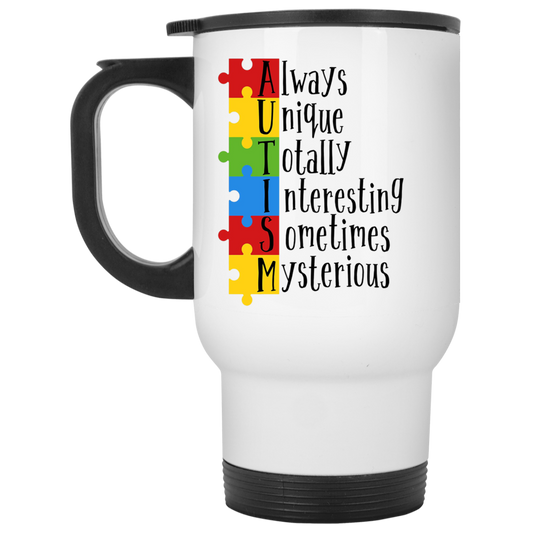 Autism is Unique White Travel Mug