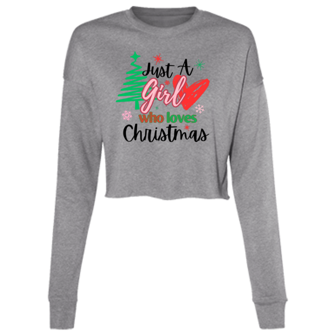 Just A Girl Christmas Cropped Fleece Crew