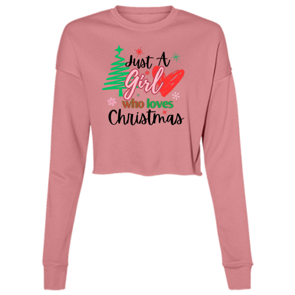 Just A Girl Christmas Cropped Fleece Crew