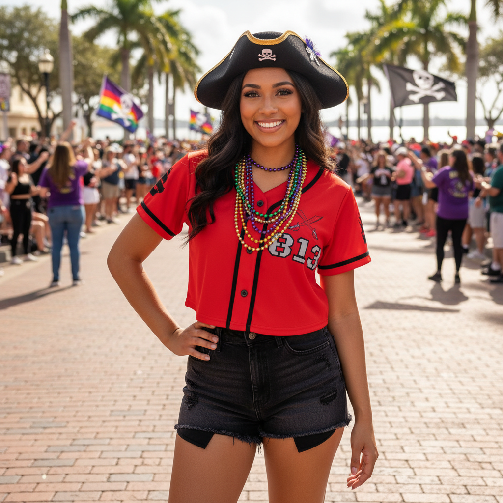 Gasparilla Cropped Woman's  Baseball Jersey