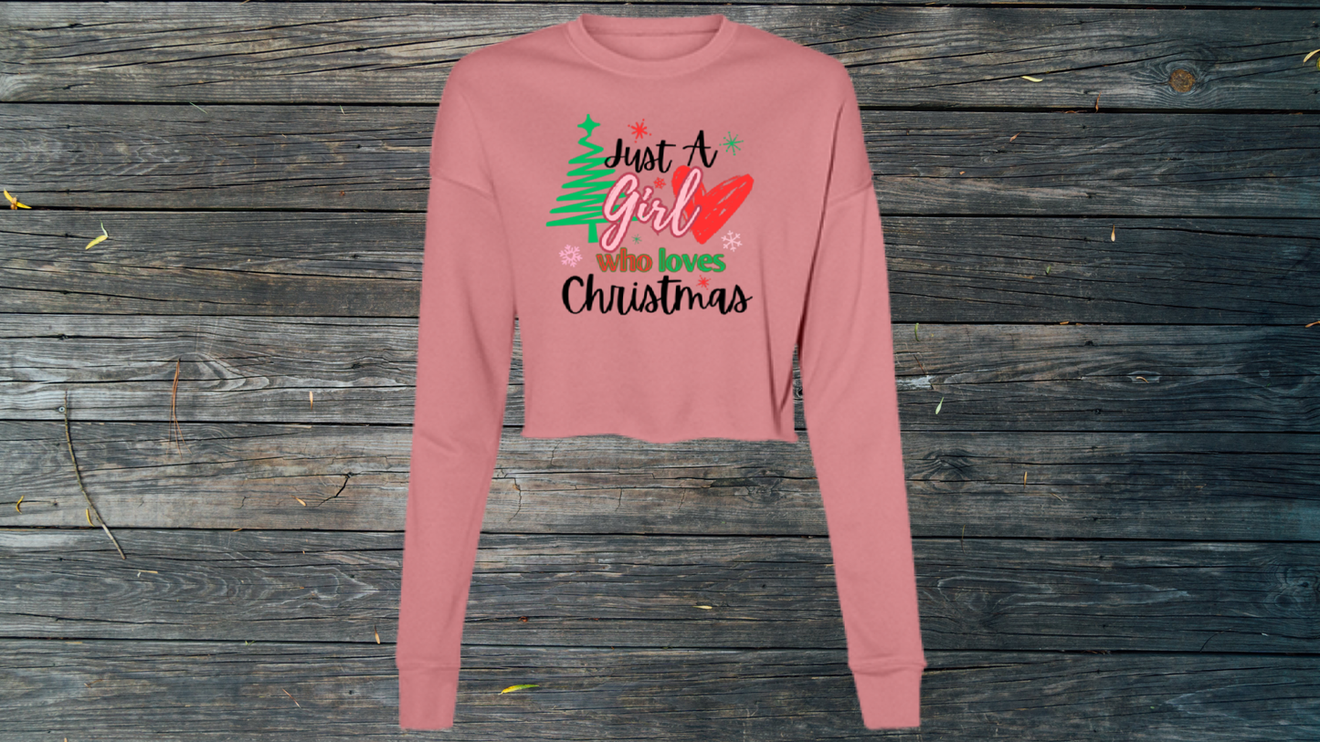 Just A Girl Christmas Cropped Fleece Crew