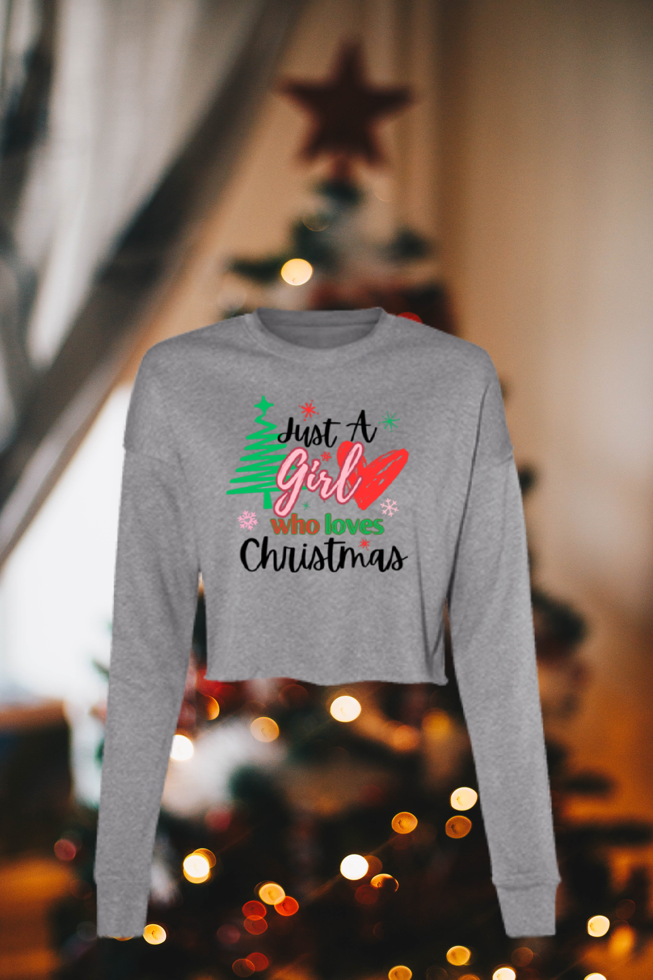 Just A Girl Christmas Cropped Fleece Crew